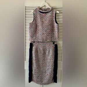 Eva Mendes Women’s Multicolored Tweed Cowl Neck Top & Skirt Set SZ L/14